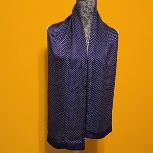 Silk Scarf with White Polka Dots